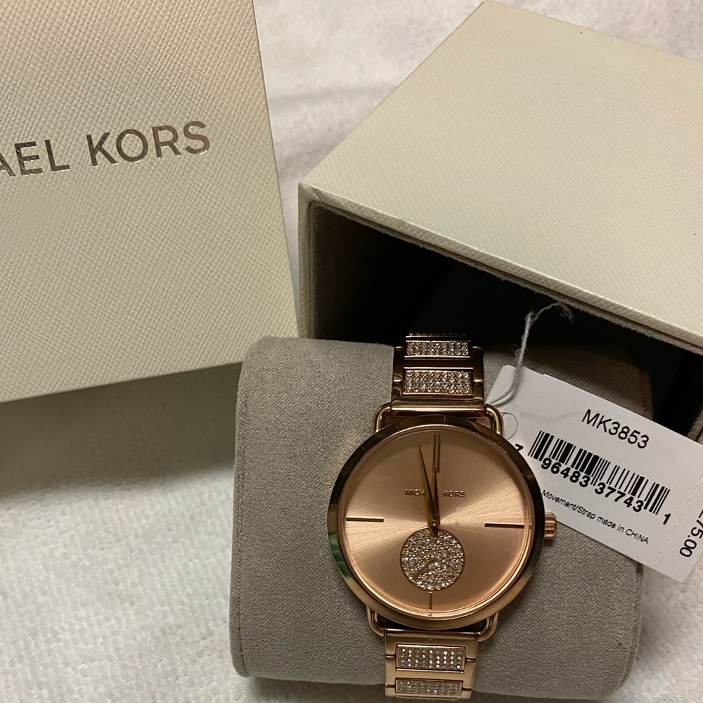 NWT* MICHAEL KORS PORTIA PAVE ROSE GOLD WATCH